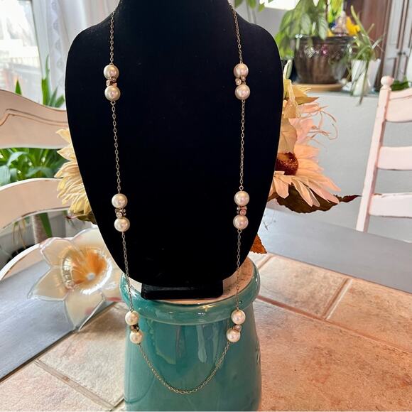J. Crew Jewelry - J. Crew Gold tone & Faux Pearls Long Necklace